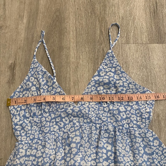 Blue and white leopard print spring / summer dress adjustable spaghetti strap - Picture 5 of 7